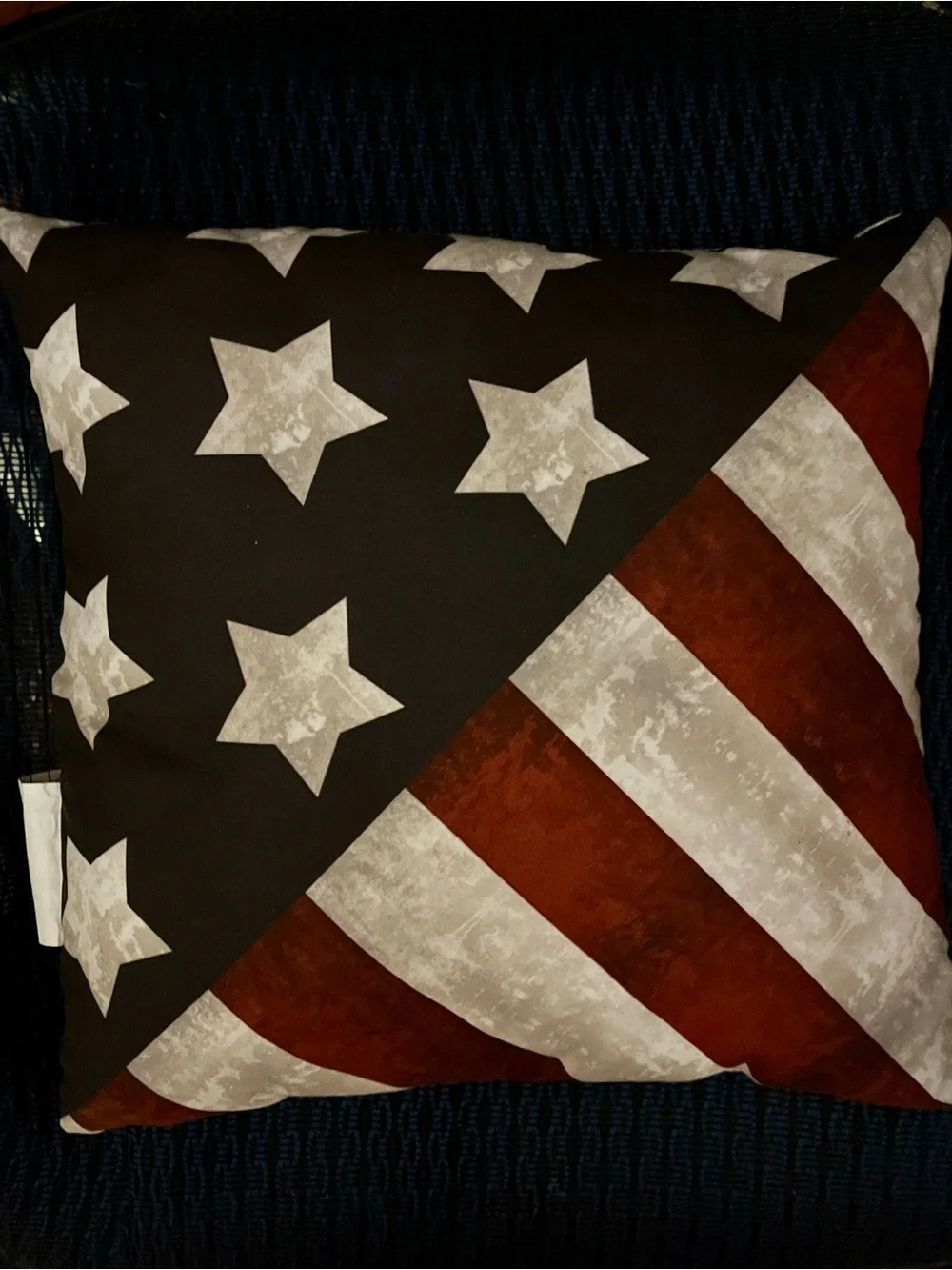 Patriotic American Flag Throw Pillow | Spoontiques | Red White Blue Decor